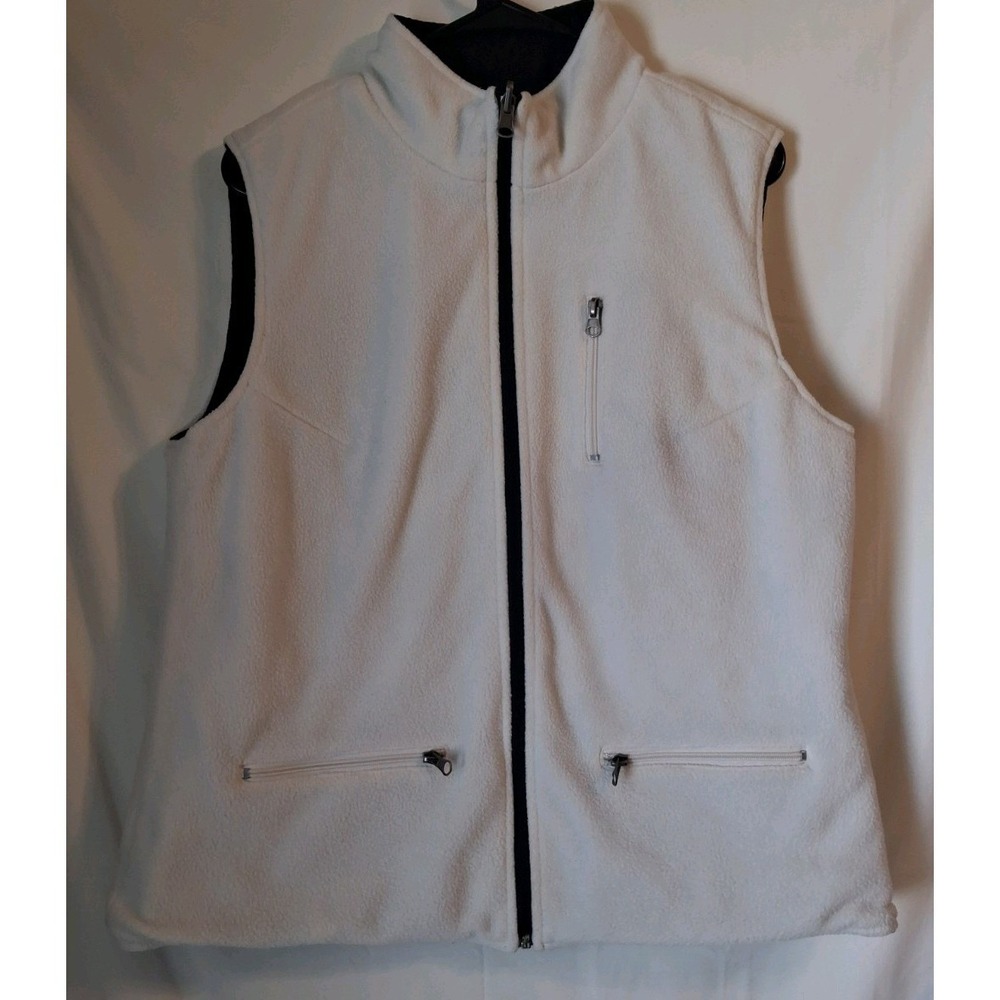 Style & Co Sport Reversible Vest Cream/Black Womens Large